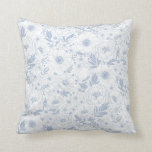 Peony And Anemone Illustrated Floral Cushion<br><div class="desc">This pillow features an elegant hand drawn floral pattern of Peony and Anemone. Its blue colour and romantic pattern is perfect for country rustic home decors.</div>