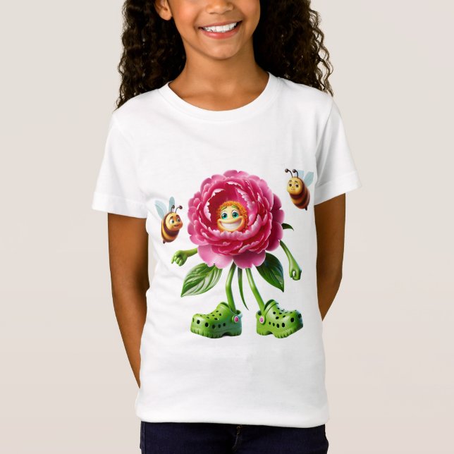  Peony and Bees T-Shirt (Front)