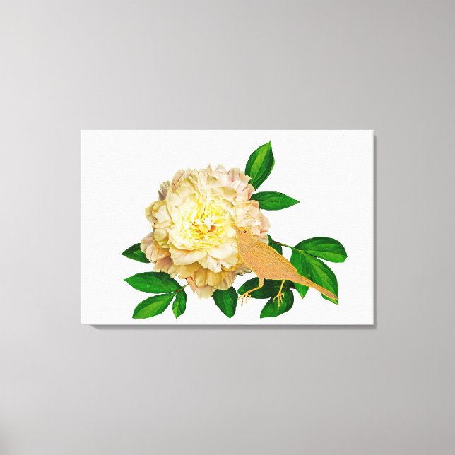 Peony and Bird Canvas Print (Front)