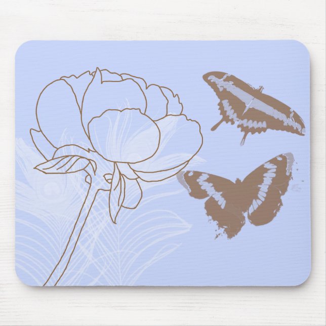 Peony and Butterflies Mousepad (Front)
