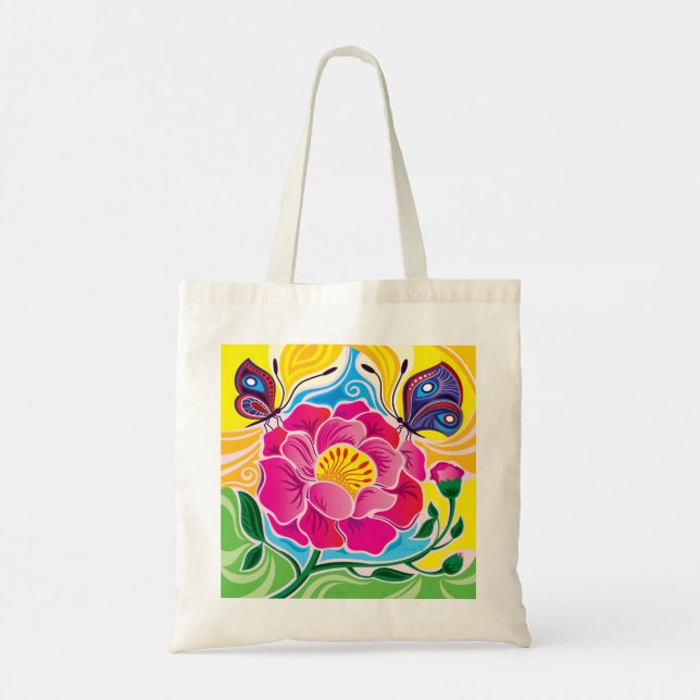 Peony and Butterflies Tote Bag (Back)