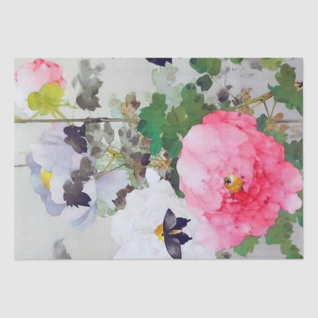 Peony and Butterfly (detail), Watanabe Seitei Tissue Paper (Front)