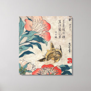 Peony and Canary, Katsushika Hokusai Canvas Print