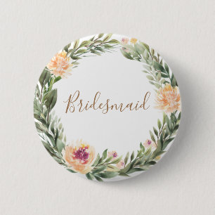 Peony and Foliage Frame Bridesmaid Badge