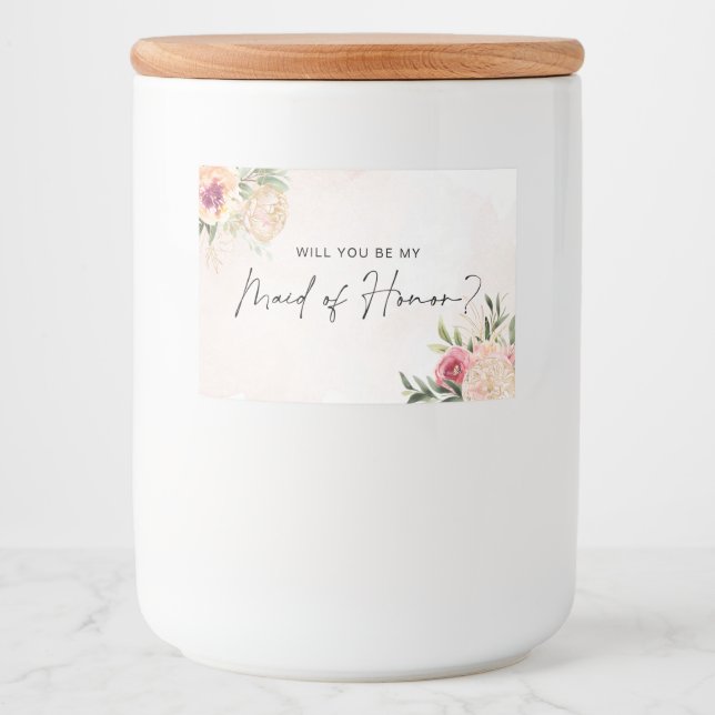Peony and Gold Bloom Maid of Honor Candle Label (Front)