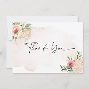 Peony and Gold Bloom Thank you Card