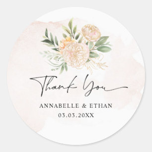 Peony and Gold Bloom Thank you Sticker