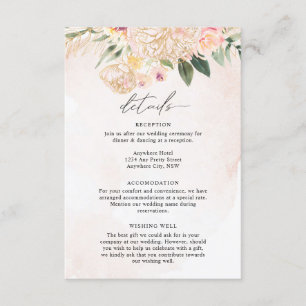 Peony and Gold Flowers Detail Enclosure Card