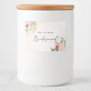 Peony and Gold Foil Blooms Bridesmaid Candle Label