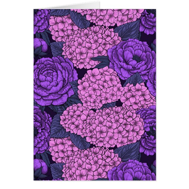 Peony and hydrangea in pink and violet (Front)