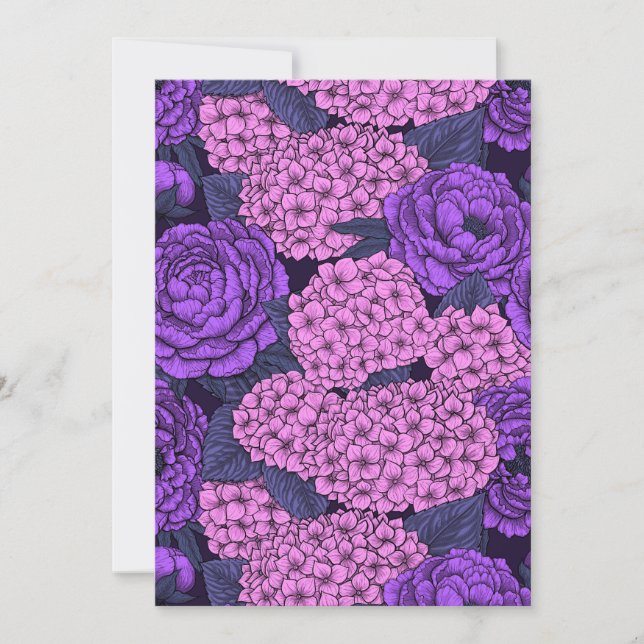 Peony and hydrangea in pink and violet (Front)
