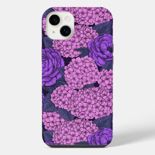 Peony and hydrangea in pink and violet iPhone 14 plus case