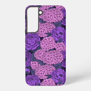 Peony and hydrangea in pink and violet samsung galaxy case