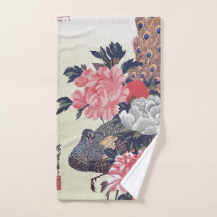 Peony and Peacock, Hiroshige, Ukiyo-e Hand Towel
