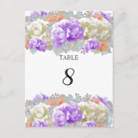 Peony Apricot and Plum Table Seating Number Card