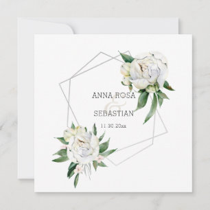 *~* PEONY AR15 Floral QR RSVP Frame Wedding Invitation