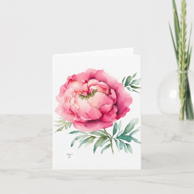 Peony B Portrait In Watercolor & Pen Holiday (Front)