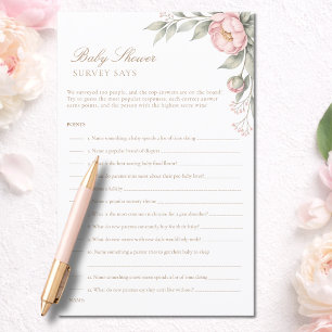 Peony Baby In Bloom Girl Baby Shower Survey Says