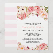 Peony Baby Shower Invitation