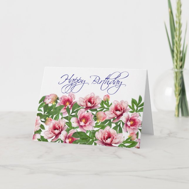Peony Birthday Card (Front)