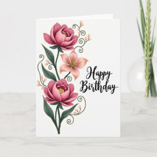 Peony Bloom Birthday Card