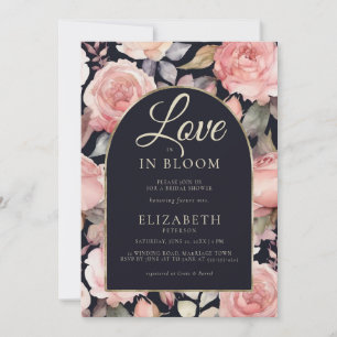 Peony Bloom Night Garden Boho Arch Bridal Shower Invitation