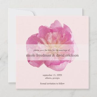 Peony bloom pink modern wedding save the date