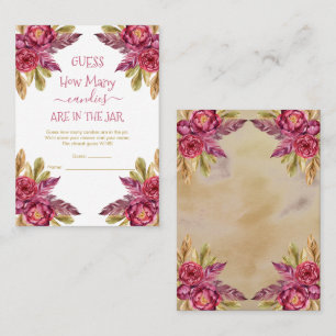 Peony Blooms Guess Candies in the Jar Game Card