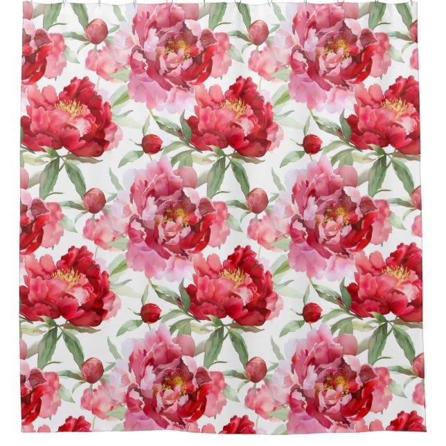 Peony blossoms shower curtain (Front)