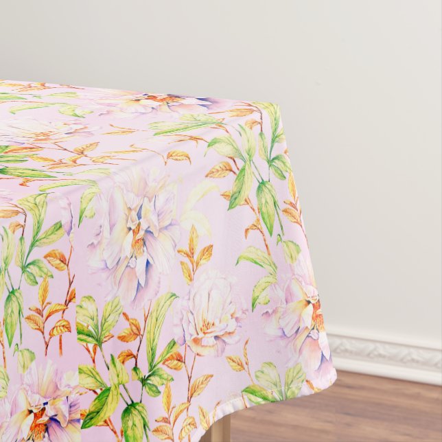 Peony Botanical Floral Pink Tablecloth (In Situ)