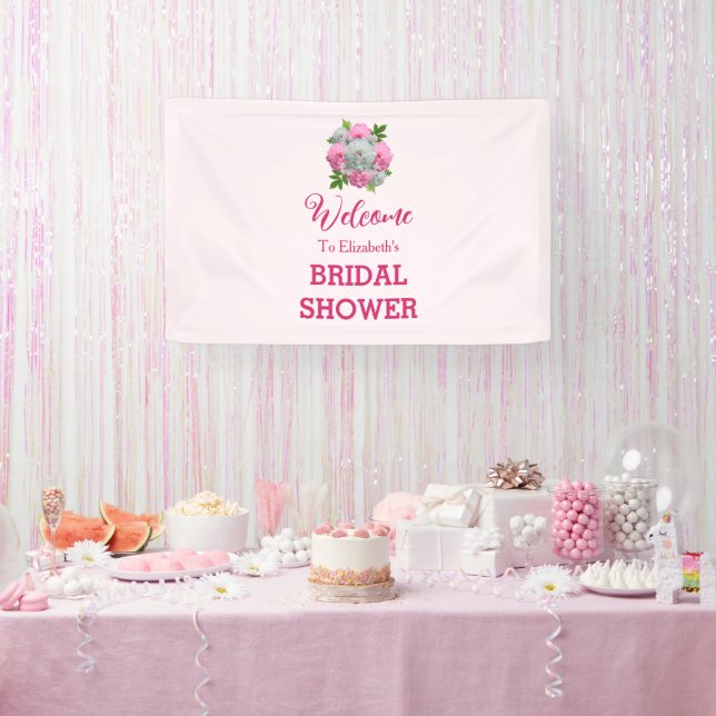 Peony Bouquet Bridal Shower Banner (Party)