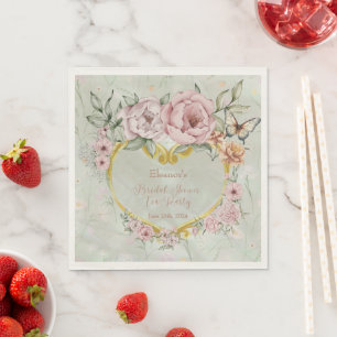 Peony Bouquet Bridal Shower Paper Napkin