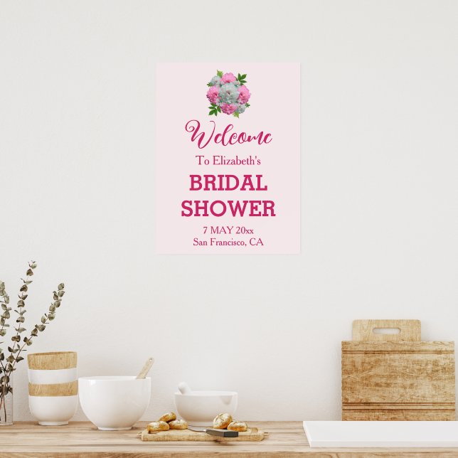 Peony Bouquet Bridal Shower Poster (Kitchen)
