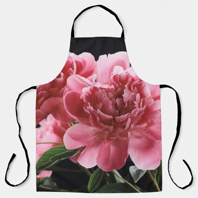 Peony Bouquet Closeup: Pink Red Apron (Front)