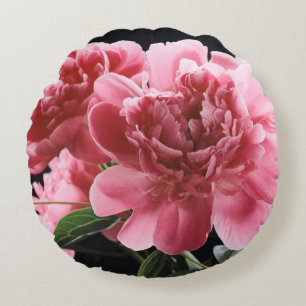 Peony Bouquet Closeup: Pink Red Round Cushion