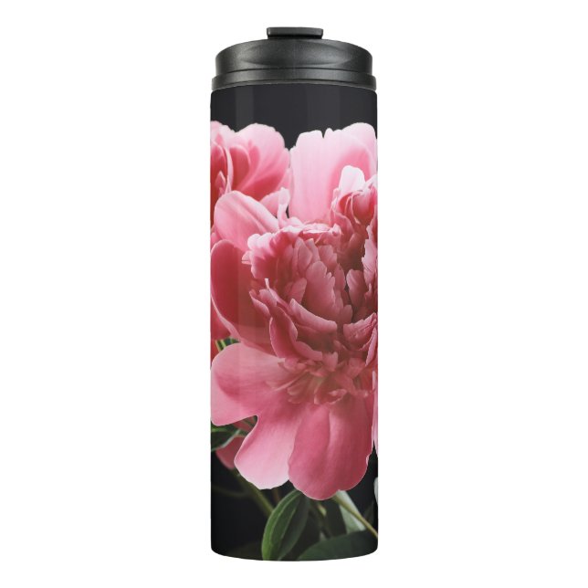Peony Bouquet Closeup: Pink Red Thermal Tumbler (Front)