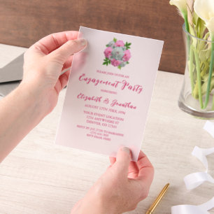 Peony Bouquet Engagement Party Vellum Invitations