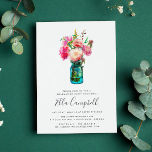 Peony Bouquet Graduation Party Invitation