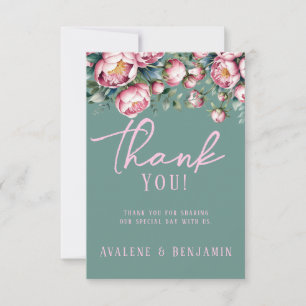 Peony Bouquet In Watercolor Thank You Card