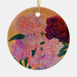 Peony bouquet - Peonies Painting Ceramic Tree Decoration