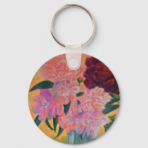 Peony bouquet - Peonies Painting Key Ring