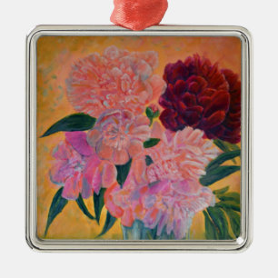 Peony bouquet - Peonies Painting Metal Tree Decoration