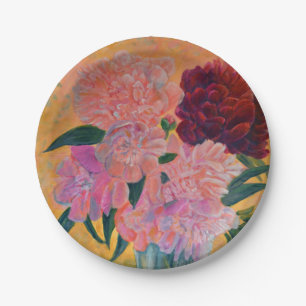 Peony bouquet - Peonies Painting  Paper Plate