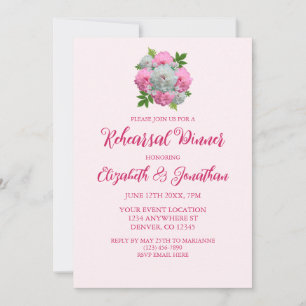 Peony Bouquet Rehearsal Dinner Invitation