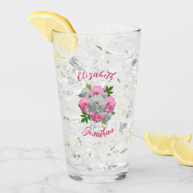 Peony Bouquet Wedding Glass (Front Ice)
