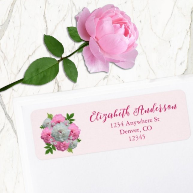 Peony Bouquet Wedding Return Address (Creator Uploaded)