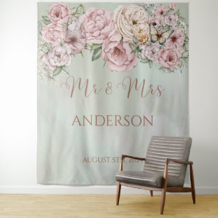Peony Bouquet Wedding Tapestry
