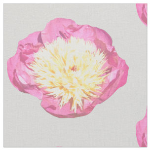 Peony Bowl Of Beauty Flowers Pink And Grey Fabric