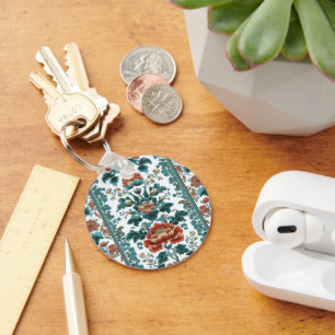 Peony Brocade Key Ring