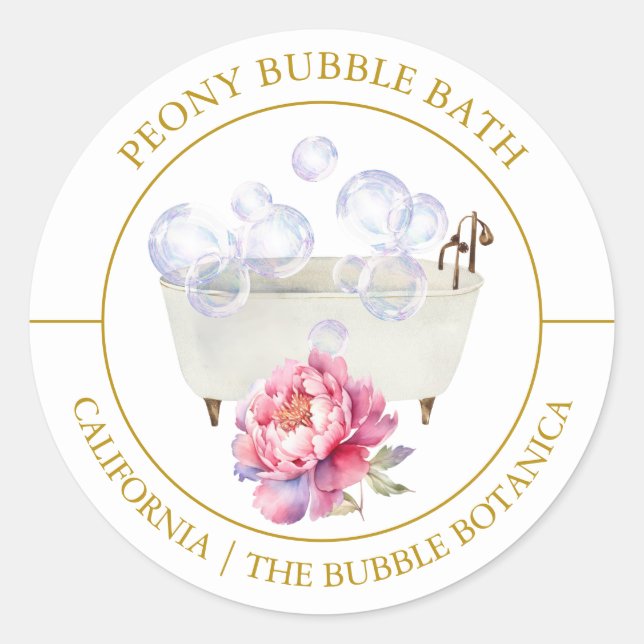 Peony Bubble Bath label (Front)